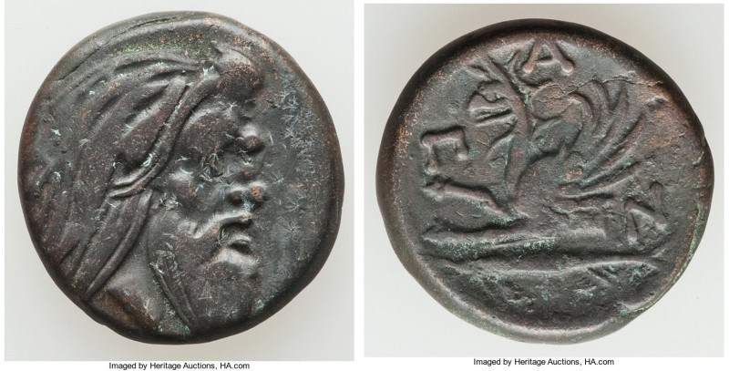 CIMMERIAN BOSPORUS. Panticapaeum. 4th century BC. AE (21mm, 7.89 gm, 3h). VF. He...