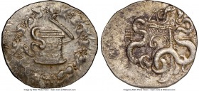 MYSIA. Pergamum. Ca. 180/167-133 BC. AR cistophorus (29mm, 12h). NGC XF. Ca. 166-160 BC. Serpent emerging from cista mystica; all within ivy wreath / ...