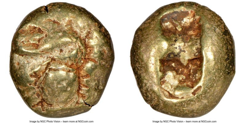 IONIA. Ephesus. Ca. 600-550 BC. EL third-stater or trite (12mm, 4.71 gm). NGC Ch...