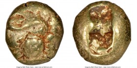 IONIA. Ephesus. Ca. 600-550 BC. EL third-stater or trite (12mm, 4.71 gm). NGC Choice Fine 3/5 - 4/5. 'Primitive' bee, viewed from above / Two incuse s...