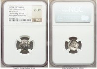 LYCIAN LEAGUE. Olympus. Ca. 88-84 BC. AR drachm (15mm, 1h). NGC Choice XF. Series 2. Laureate bust of Apollo right, hair falling in two ringlets; bow ...