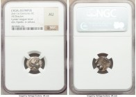 LYCIAN LEAGUE. Olympus. Ca. 88-84 BC. AR drachm (14mm, 1h). NGC AU. Series 2. Laureate bust of Apollo right, hair falling in two ringlets; bow and .qu...