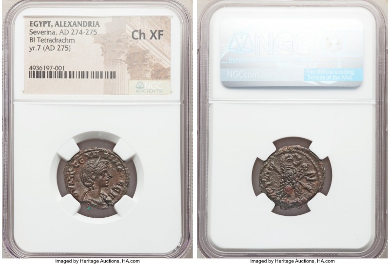 EGYPT. Alexandria. Severina (AD 274-275). BI tetradrachm (20mm, 12h). NGC Choice...