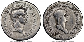 Claudius I (AD 41-54), with Agrippina II. AR cistophorus (27mm, 12h). NGC Fine, scratches. Ephesus, ca. AD 50-51. TI•CLAVD•CAESAR•AVG•P•M•TR•P•X•IMP•X...
