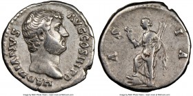 Hadrian (AD 117-138). AR denarius (18mm, 6h). NGC VF. Rome, AD 134-138. HADRIANVS-AVG COS III P P, bare-headed Hadrian right / AS-IA, Asia standing fa...