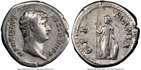 Hadrian (AD 117-138). AR denarius (19mm, 6h). NGC Choice Fine. Rome, AD 134-138. HADRIANVS-AVG COS III P P, bare-headed Hadrian right / GER-MANIA, Ger...