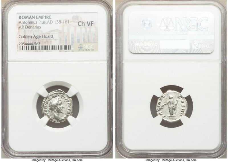 Antoninus Pius (AD 138-161). AR denarius (18mm, 12h). NGC Choice VF. Rome, AD 16...