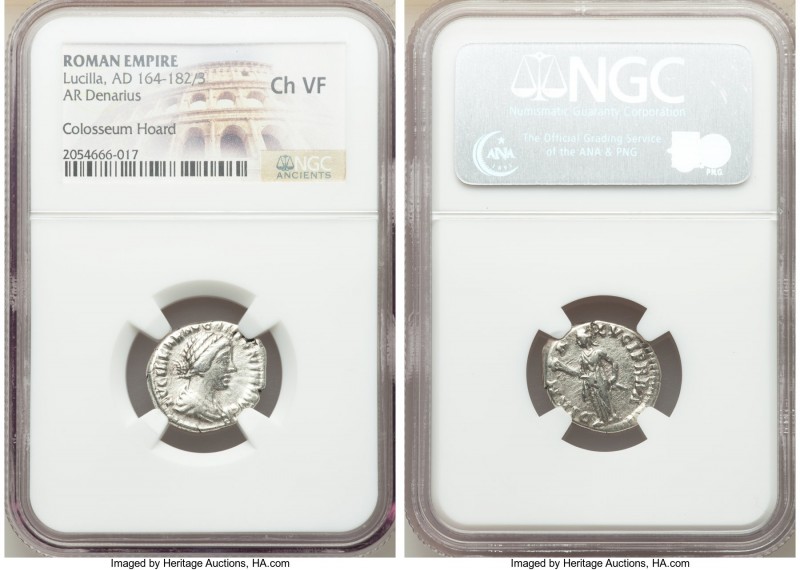 Lucilla (AD 164-182/3). AR denarius (19mm, 12h). NGC Choice VF. Rome. LVCILLAE A...