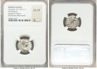 Caracalla (AD 198-217). AR denarius (18mm, 7h). NGC Choice VF. Rome, AD 196-198. M AVR ANTO-N CAES PONTIF, bare-headed, draped, cuirassed bust of Cara...