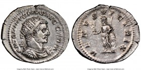Caracalla (AD 198-217). AR antoninianus (26mm, 11h). NGC Choice AU. Rome, AD 213-217. ANTONINVS PIVS AVG GERM, radiate, draped, cuirassed bust of Cara...