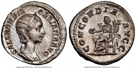 Orbiana (AD 225-227). AR denarius (20mm, 2.91 gm, 6h). NGC MS 5/5 - 4/5. Rome, AD 225. SALL BARBIA-ORBIANA AVG, draped bust of Orbiana right, seen fro...