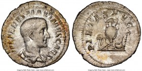 Maximus (AD 235/6-238). AR denarius (21mm, 5h). NGC AU. Rome, late AD 235-early AD 236. IVL VERVS MAXIMVS CAES, bareheaded, draped bust of Maximus rig...