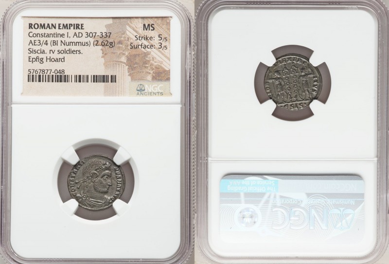Constantine I the Great (AD 307-337). AE3 or BI nummus (18mm, 2.62 gm, 6h). NGC ...