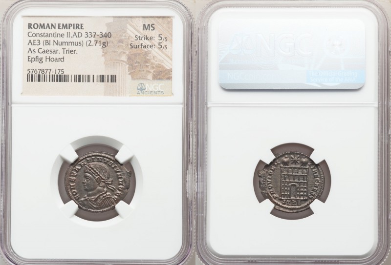 Constantine II (AD 337-340). AE3 or BI nummus (20mm, 2.71 gm, 12h). NGC MS 5/5 -...