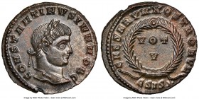 Constantine II (AD 337-340). AE3 or BI nummus (18mm, 2.98 gm, 6h). NGC MS 5/5 - 5/5. Siscia, 5th officina, AD 320-321. CONSTANTINVS IVN NOB C, laureat...