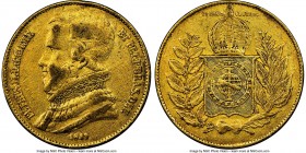 Pedro II gold 20000 Reis 1849 VF35 NGC, Rio de Janeiro mint, KM461. Mintage: 6,464. First year of type and lowest mintage. AGW 0.5286 oz. 

HID09801...