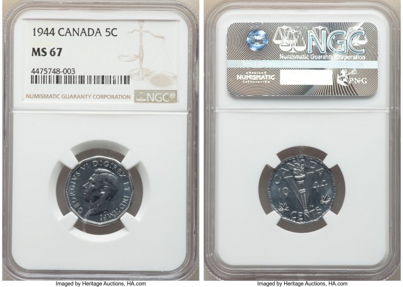 George VI 5 Cents 1944 MS67 NGC, Royal Canadian mint, KM40a. 

HID09801242017...