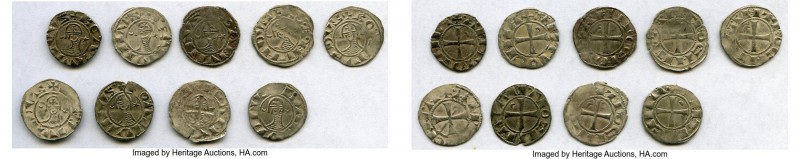 Principality of Antioch 9-Piece Lot of Uncertified Bohemond Era "Helmet" Deniers...