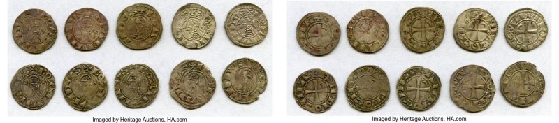 Principality of Antioch 10-Piece Lot of Uncertified Bohemond Era "Helmet" Denier...