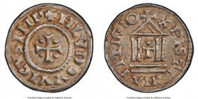 Carolingian. Louis the Pious (814-840) Denier ND (822/3-840) AU53 PCGS, Milan mint, Class 3, Dep-1179, Coupland-Group F. HLVDOVVICVS IMP, Cross pattee...