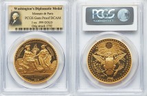 Republic gold Proof "Washington's Diplomatic Medal" (1 oz) ND (2013) Gem PCGS, Paris mint. TO PEACE AND COMMERCE Native American on left seated right ...