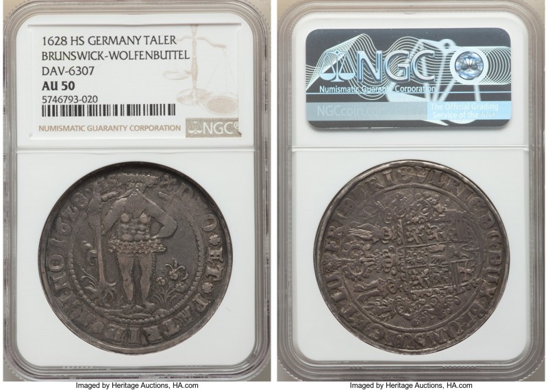 Brunswick-Wolfenbüttel. Friedrich Ulrich Taler 1628-HS AU50 NGC, Goslar mint, KM...