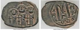 Arab-Byzantine. Anonymous "Three Standing Figures" Fals ND (638-643) Good VF, A-3561 (R), DOCAB-3. Imitating Cyprus Follis. 25mm. 4.09gm. 

HID09801...