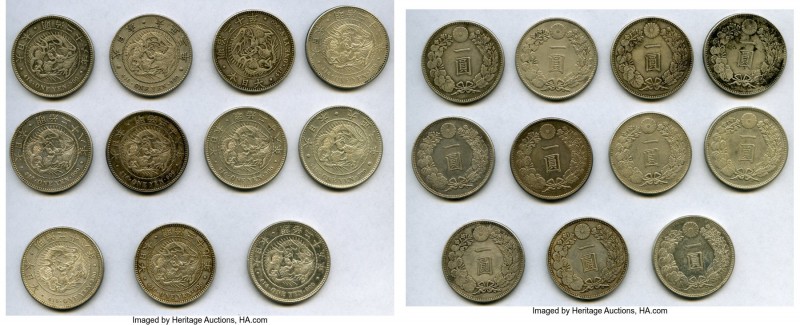 11-Piece Lot of Uncertified Assorted Yen, 1) Meiji Yen Year 25 (1892) - XF (Clea...
