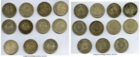 11-Piece Lot of Uncertified Assorted Yen, 1) Meiji Yen Year 25 (1892) - XF (Cleaned), KM-YA25.3. 38mm. 26.91gm 2) Meiji Yen Year 29 (1896) - XF, KM-YA...