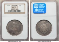 Franz Joseph I 1/2 Taler 1778 MS63 NGC, KM-C5. One-year type with pastel toning. 

HID09801242017

© 2020 Heritage Auctions | All Rights Reserved