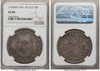 Ferdinand VI 8 Reales 1756 Mo-MM XF40 NGC, Mexico City mint, KM104.2. Bold strike with attractive cadet gray and olive toning. Dealer tag included. 
...