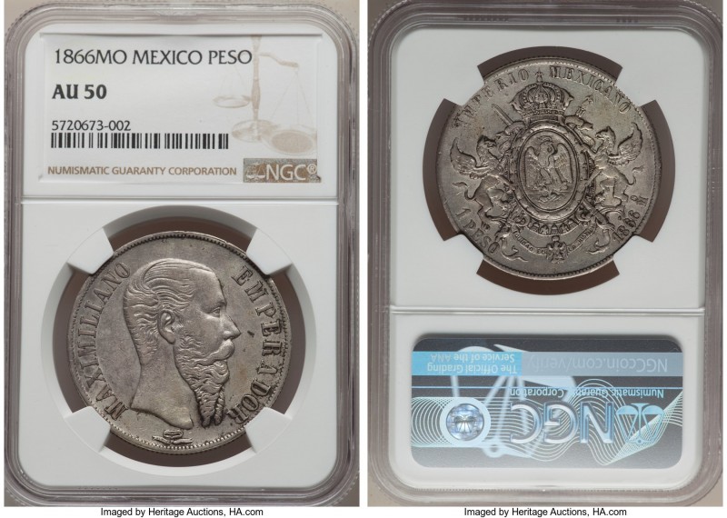 Maximilian Peso 1866-Mo AU50 NGC, Mexico City mint, KM388.1.

HID09801242017
...