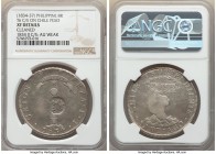 Spanish Colony. Isabel II Counterstamped 8 Reales ND (1834-1837) XF Details (Cleaned) NGC, KM108. Type VI counterstamp. Crowned "YII" counterstamp upo...