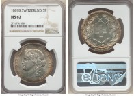 Confederation 5 Francs 1889-B MS62 NGC, Bern mint, KM34. Mint bloom surface with peripheral toning. 

HID09801242017

© 2020 Heritage Auctions | A...