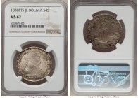 3-Piece Lot of Certified Assorted Issues NGC, 1) Bolivia: Republic 4 Soles 1830 PTS-JL - MS62, Potosi mint, KM96a.1 2) Germany: Weimar Republic "Const...