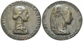 RIMINI
Sigismondo Pandolfo Malatesta, 1417-1468, Signore di Rimini. . Medaglia opus Pisanello.
Æ gr. 254,60 mm 83,3
Dr. D SIGISMVNDVS PANDVLFVS DE ...