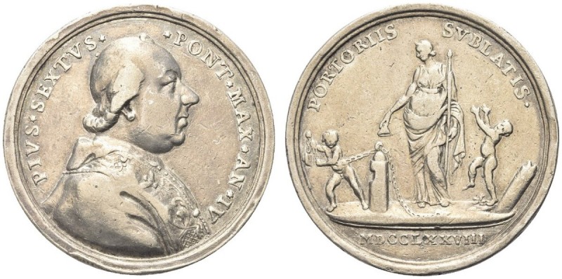 ROMA
Pio VI (Giannangelo Braschi), 1775-1799.. Medaglia 1778 a. IV opus F. Hame...