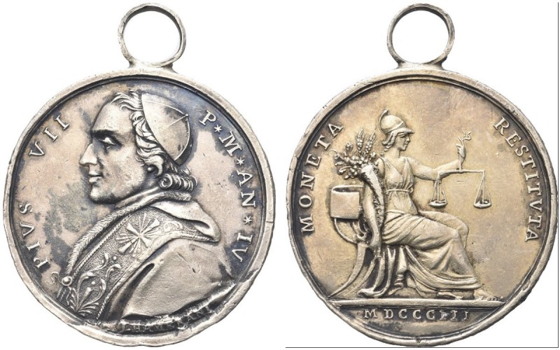 ROMA
Pio VII (Barnaba Chiaramonti), 1800-1823.. Medaglia 1803 a. IV opus G. Ham...