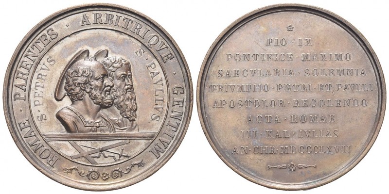 ROMA
Pio IX (Giovanni Maria Mastai Ferretti), 1846-1878.. Medaglia 1867.
Æ gr....