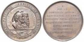 ROMA
Pio IX (Giovanni Maria Mastai Ferretti), 1846-1878.. Medaglia 1867.
Æ gr. 48,24 mm 48,6
Dr. ROMAE PARENTES ARBITRIQVE GENTIVM. Busti accollati...