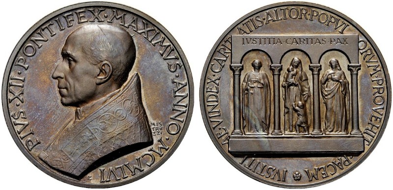 ROMA
Pio XII (Eugenio Pacelli), 1939-1958.. Medaglia 1956 opus A. Mistruzzi.
Æ...