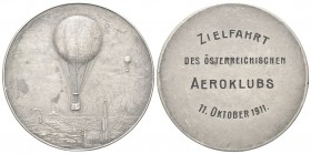 AUSTRIA
Durante Francesco Giuseppe I d’Asburgo Lorena, 1848-1916.. Medaglia 1911.
Ag gr. 19,12 mm 36,5
Dr. Mongolfiere in volo; sullo sfondo, vedut...