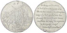 FRANCIA
Seconda Repubblica francese, 1848-1852.. Medaglia 1848 opus R. F.
Metallo argentato gr. 95,91 mm 71,7
Dr. R F. Lamartine tiene il Tricolore...