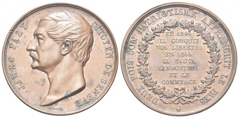 SVIZZERA
James Fazy (uomo politico), 1794-1878.. Medaglia 1846 opus H. Bovy
Æ ...