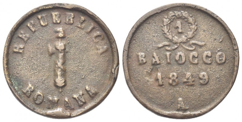 ANCONA
Seconda Repubblica Romana, 1848-1849. Baiocco 1849.
Æ gr. 13,30
Dr. Fa...