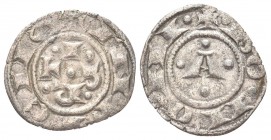 BOLOGNA
Repubblica, monetazione a nome di Enrico VI Imperatore, 1191-1336.. Bolognino piccolo.
Mi gr. 0,50
Dr. ENRICIIS. Le lettere I P R T in croc...