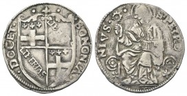 BOLOGNA
Adriano VI (Adriaan Florensz), 1522-1523.. Carlino.
Ag gr. 1,77
Dr. BONONIA - DOCET. Stemma di Bologna con cimasa fogliata con giglio.
Rv....