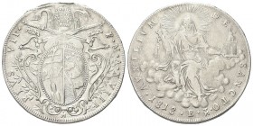 BOLOGNA
Pio VII (Barnaba Chiaramonti), 1800-1823.. Scudo 1818 a. XVIII.
Ag gr. 26,24
Dr. Stemma papale sormontato da tiara e chiavi decussate, tra ...