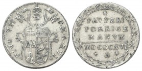 BOLOGNA
Pio VII (Barnaba Chiaramonti), 1800-1823.. Grosso 1816 a. XVII.
Ag 
Dr. Stemma sormontato da chiavi e tiara.
Rv. Scritte entro corona di a...