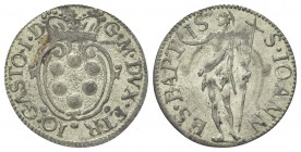 FIRENZE
Gian Gastone de’Medici, 1723-1737.. Crazia s. data, II° serie.
Mi gr. 0,91
Dr. IO GASTO I D - G M DVX. Stemma ovale.
Rv. S IOANN - ES BAPT...